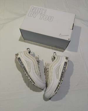 Nike Air Max 97 'Nike By You' Triple White Sneakers size 7.5 women 6 youth